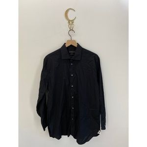 Men's Long Sleeve Button Down Solid Shirt Black